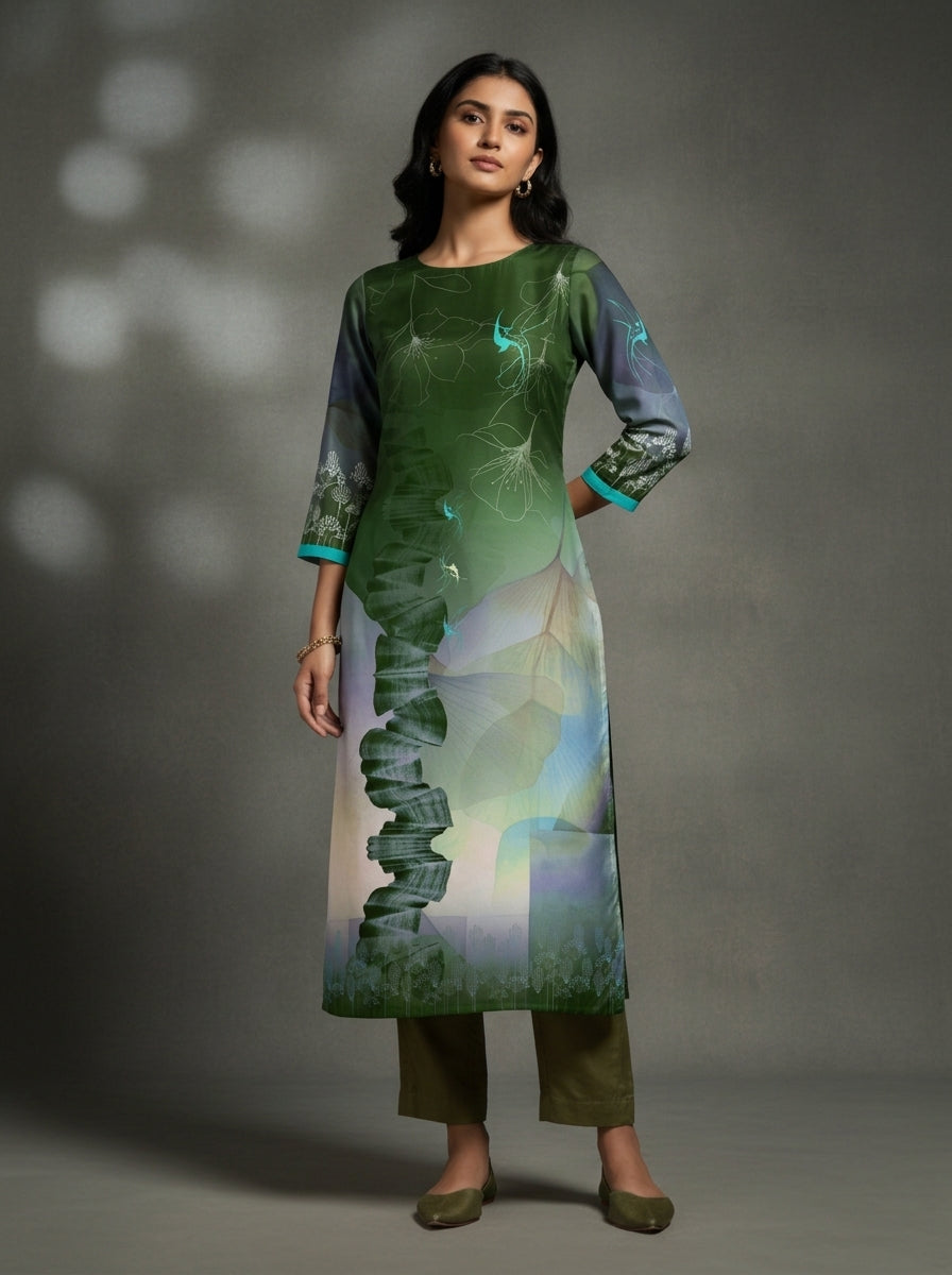 Semi Stitched Chanderi Casual kurta VISHAL KAPUR