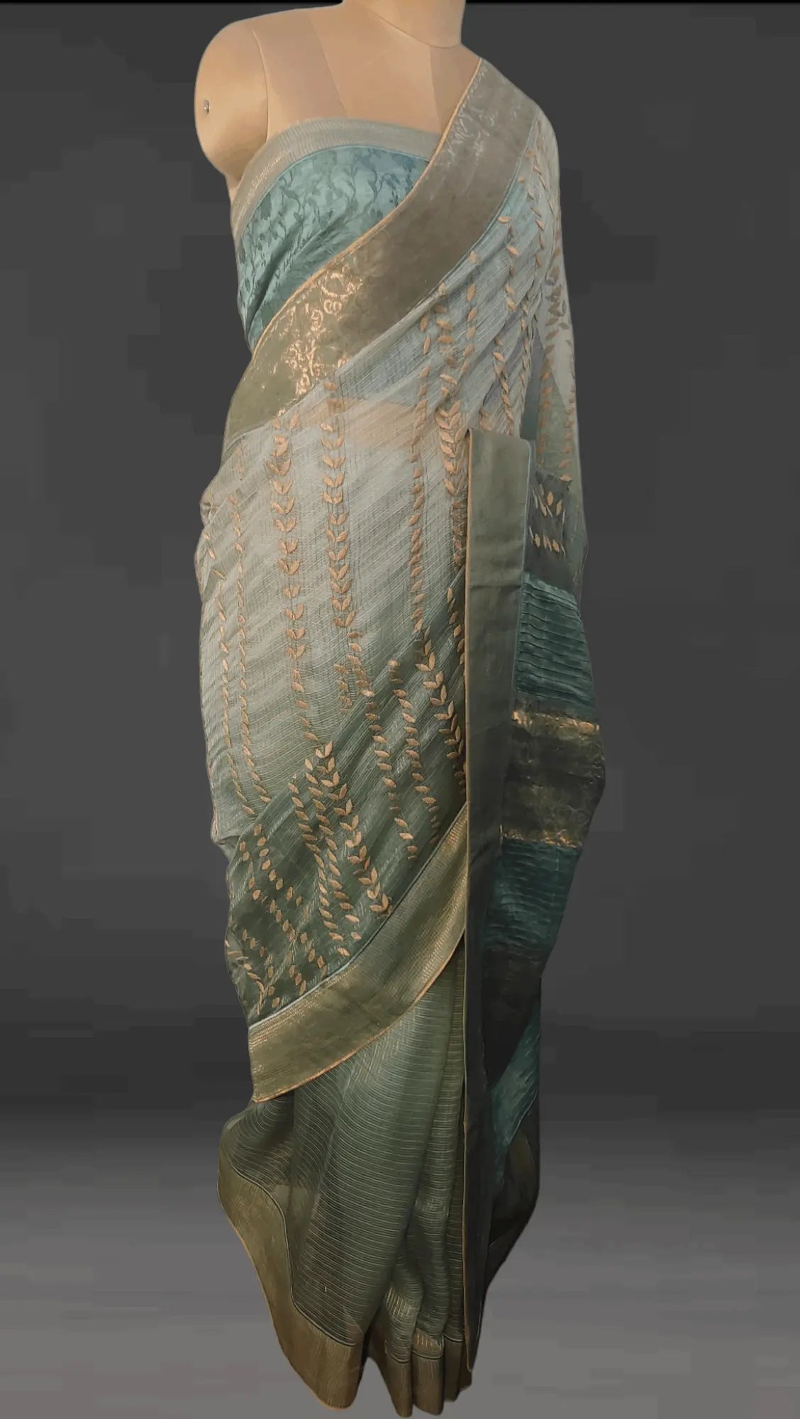 Uniform Sarees Corp Cream and Pink Women's Premium Silk Crepe Plain Bo