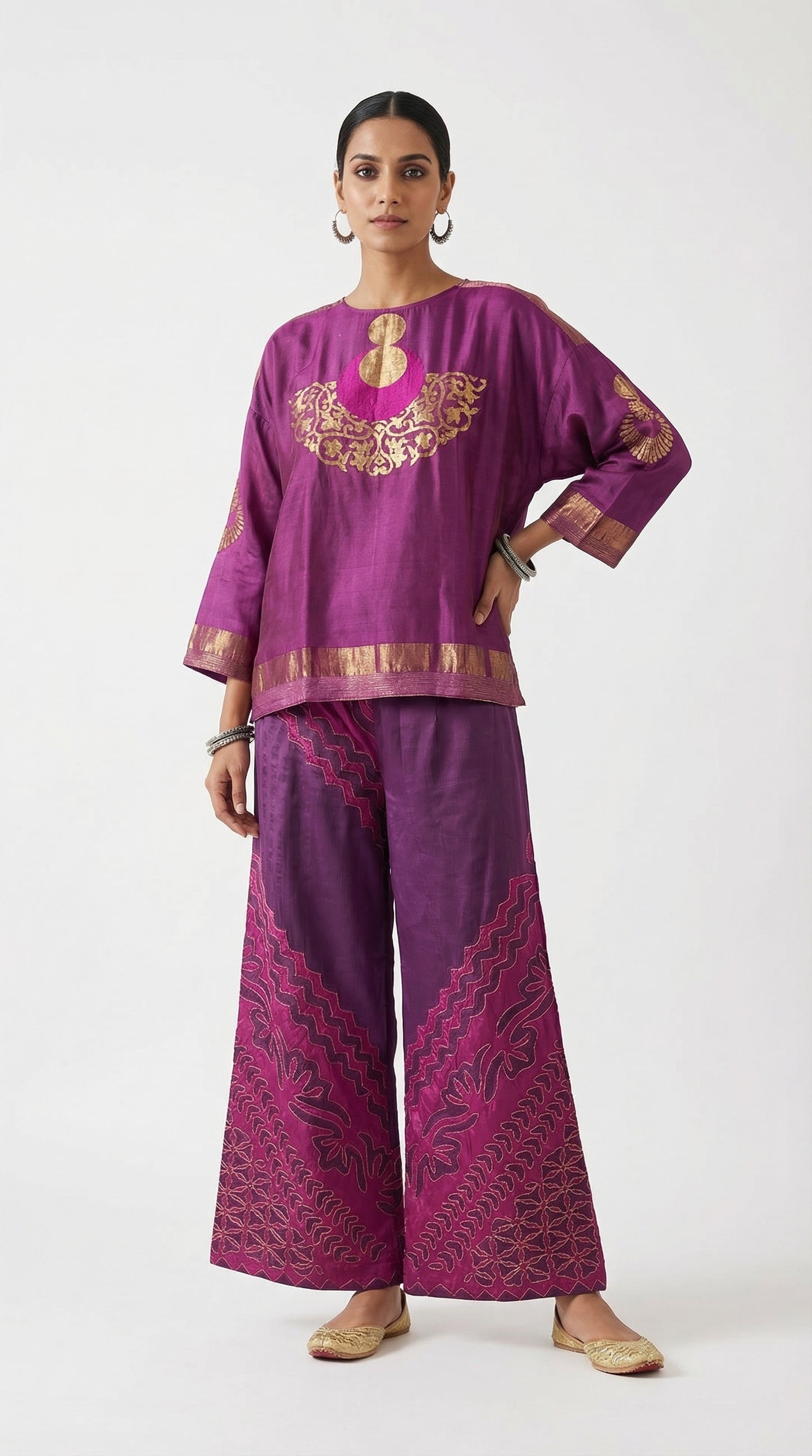 Indowestern chanderi formal coordset