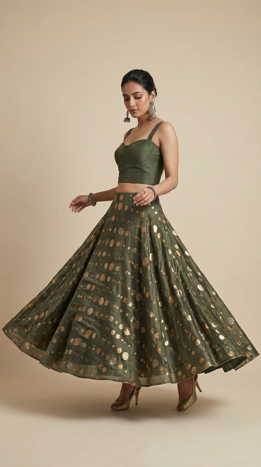 Formal chanderi zariwoven Skirt (VKSKT01MAR16a)