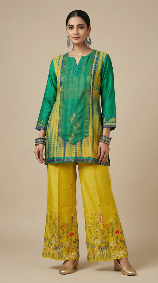 Formal chanderi Embroidered Indowestern set