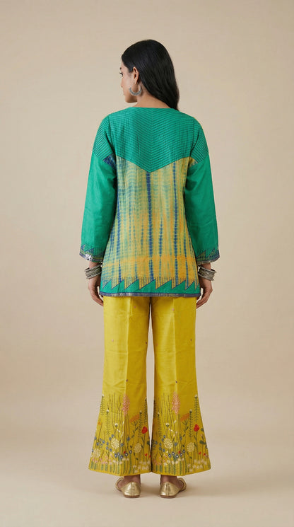 Formal chanderi Embroidered Indowestern set