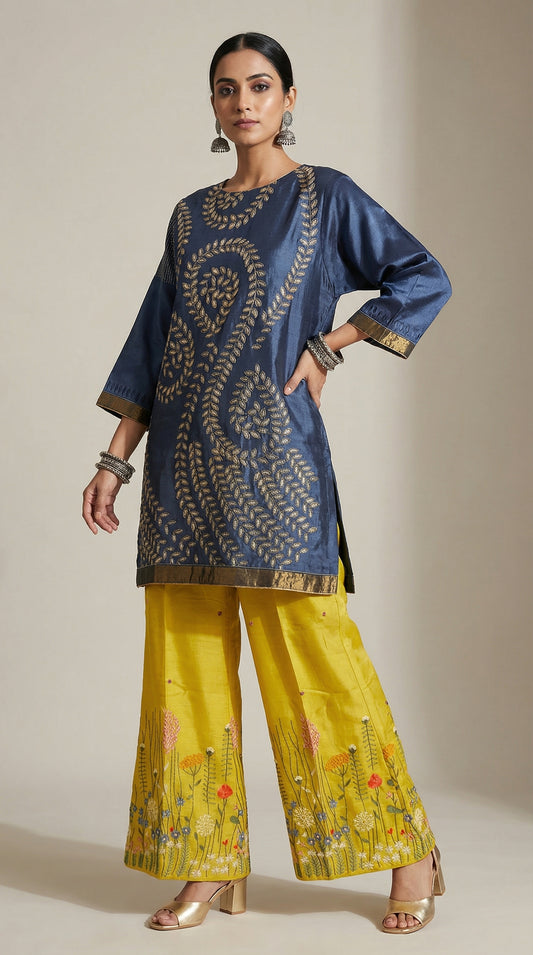 Formal chanderi Embroidered Indowestern set