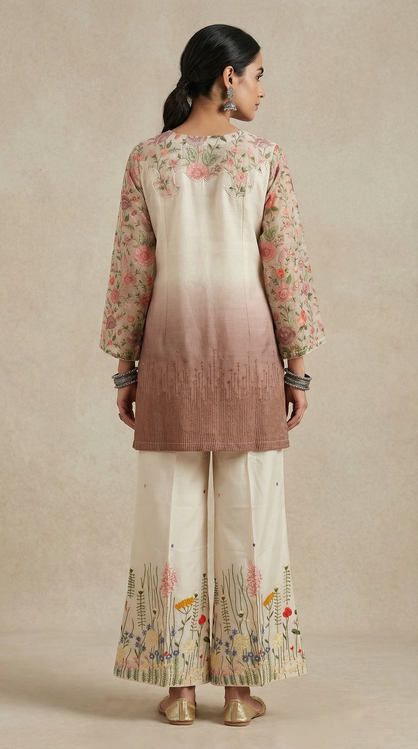 Formal chanderi Embroidered Indowestern set