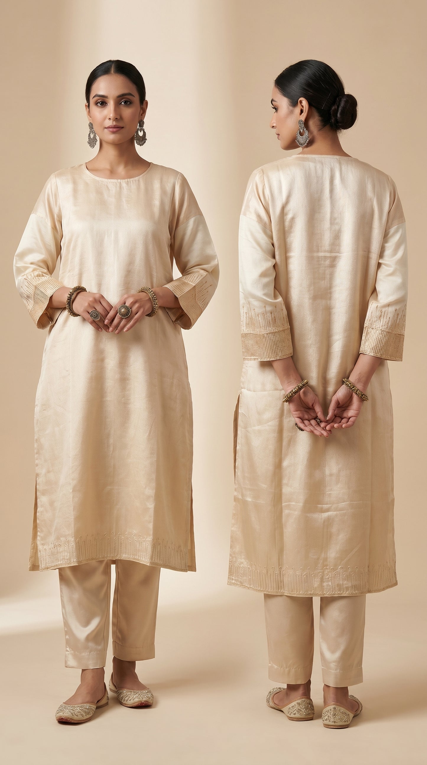 Semi Stitched Formal Chanderi Kurta