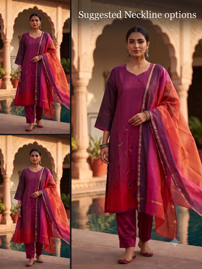 Semi Stitched Cotton Satin Casual Suitset