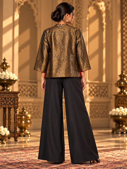 Formal Kairo Indigo Kalamkari Chanderi Short Jacket