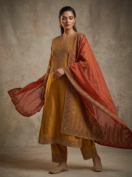Customised Chanderi Embroidered set