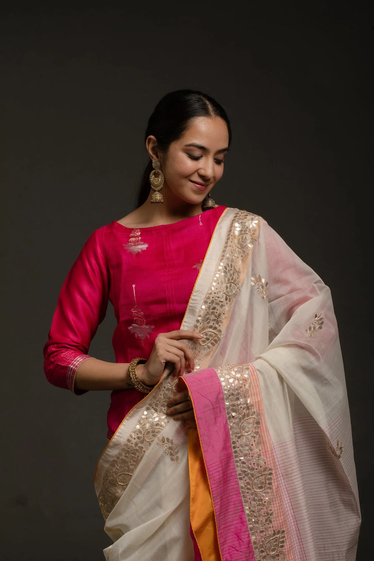 Gota patti Chanderi Formal Saree (VKSRJUN143) - VISHAL KAPUR