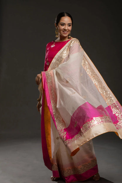 Gota patti Chanderi Formal Saree (VKSRJUN143) - VISHAL KAPUR