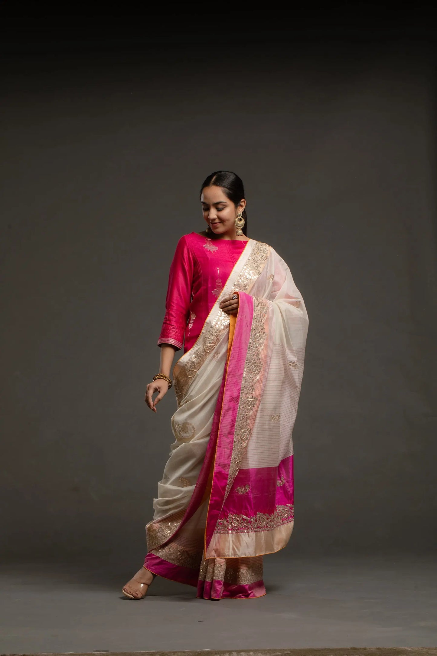 Gota patti Chanderi Formal Saree (VKSRJUN143) - VISHAL KAPUR