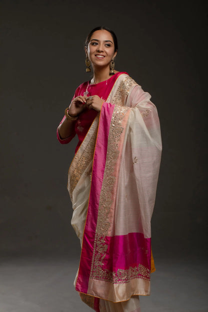 Gota patti Chanderi Formal Saree (VKSRJUN143) - VISHAL KAPUR