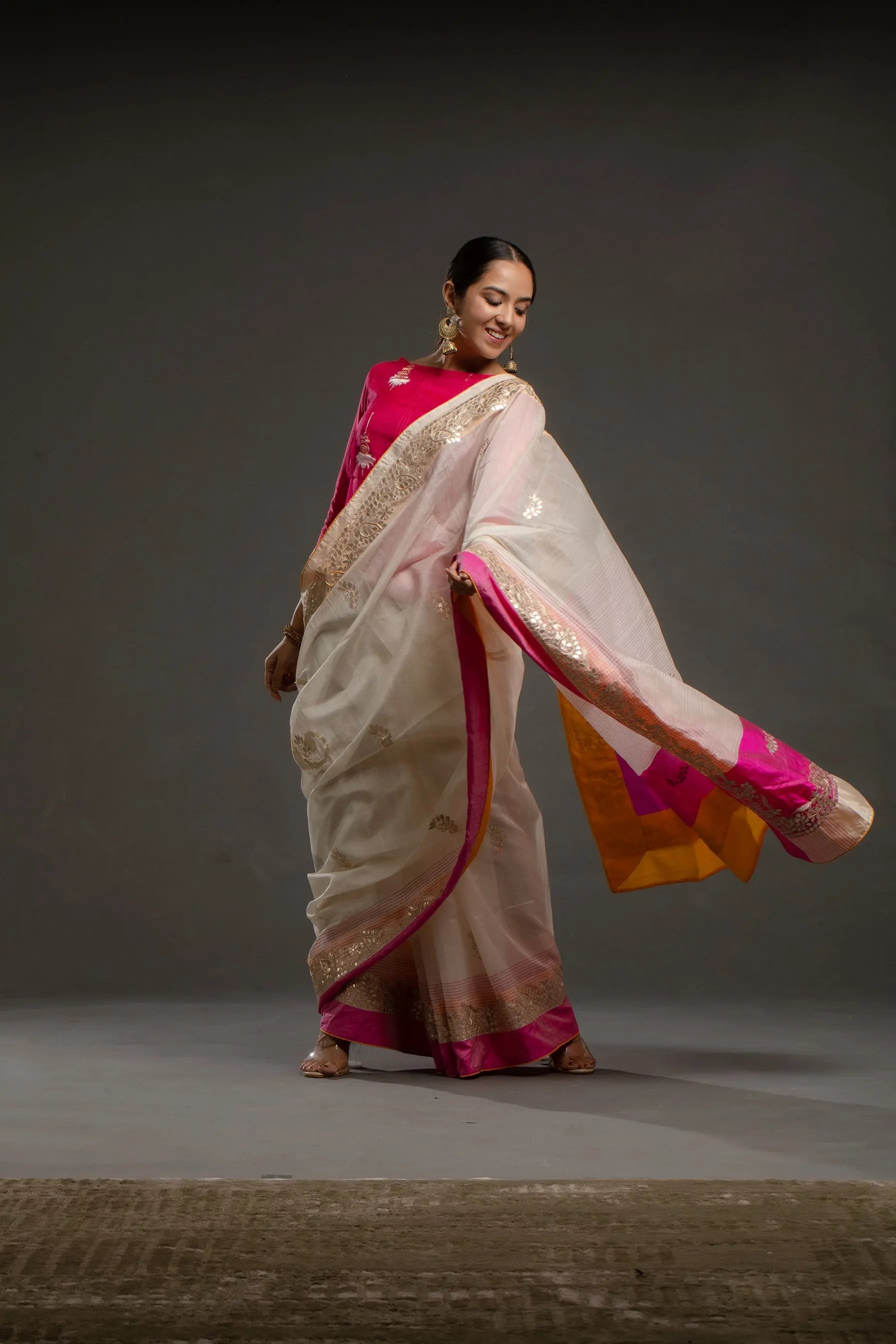 Gota patti Chanderi Formal Saree (VKSRJUN143) - VISHAL KAPUR