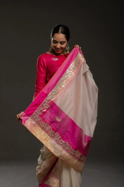 Gota patti Chanderi Formal Saree (VKSRJUN143) - VISHAL KAPUR