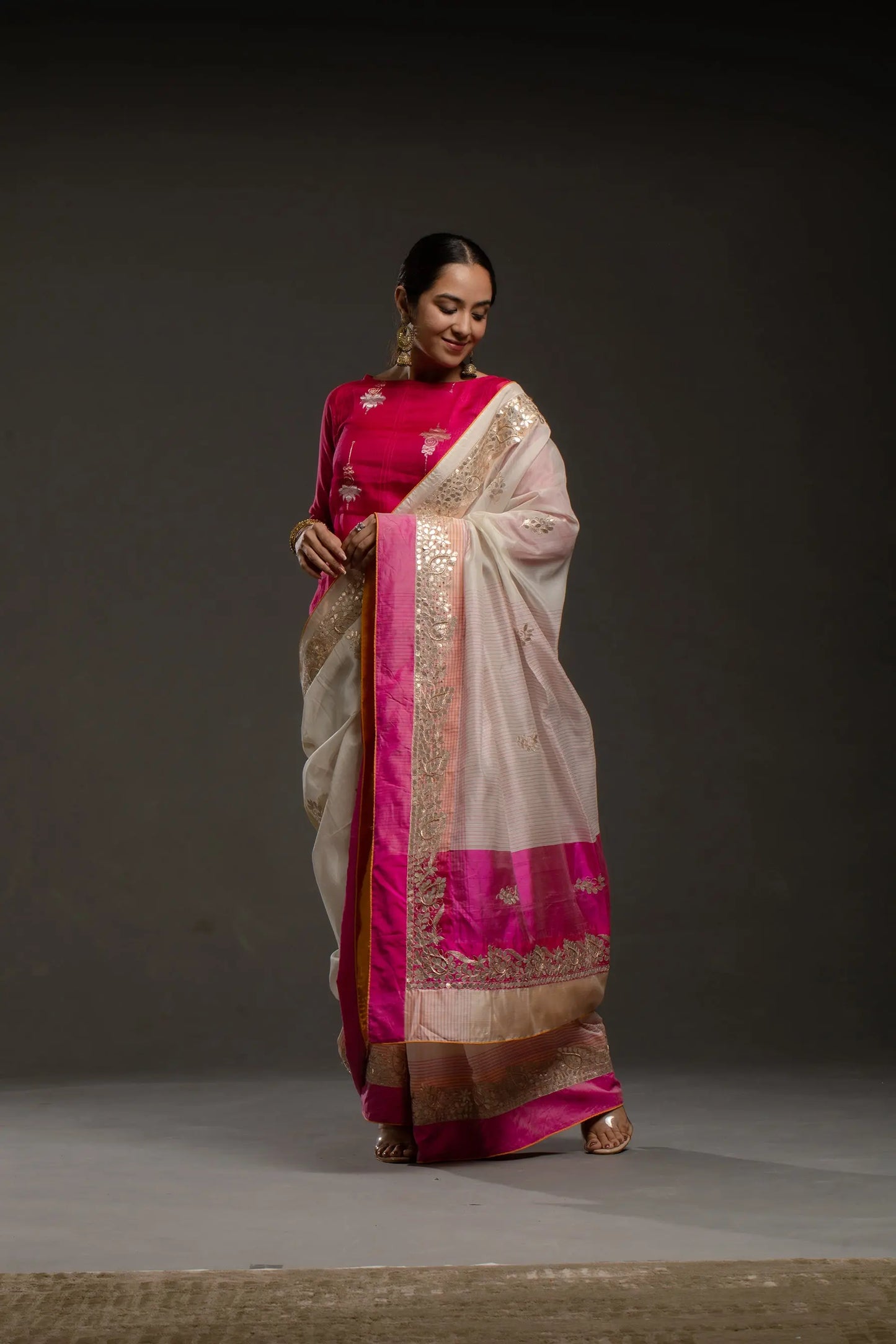 Gota patti Chanderi Formal Saree (VKSRJUN143) - VISHAL KAPUR