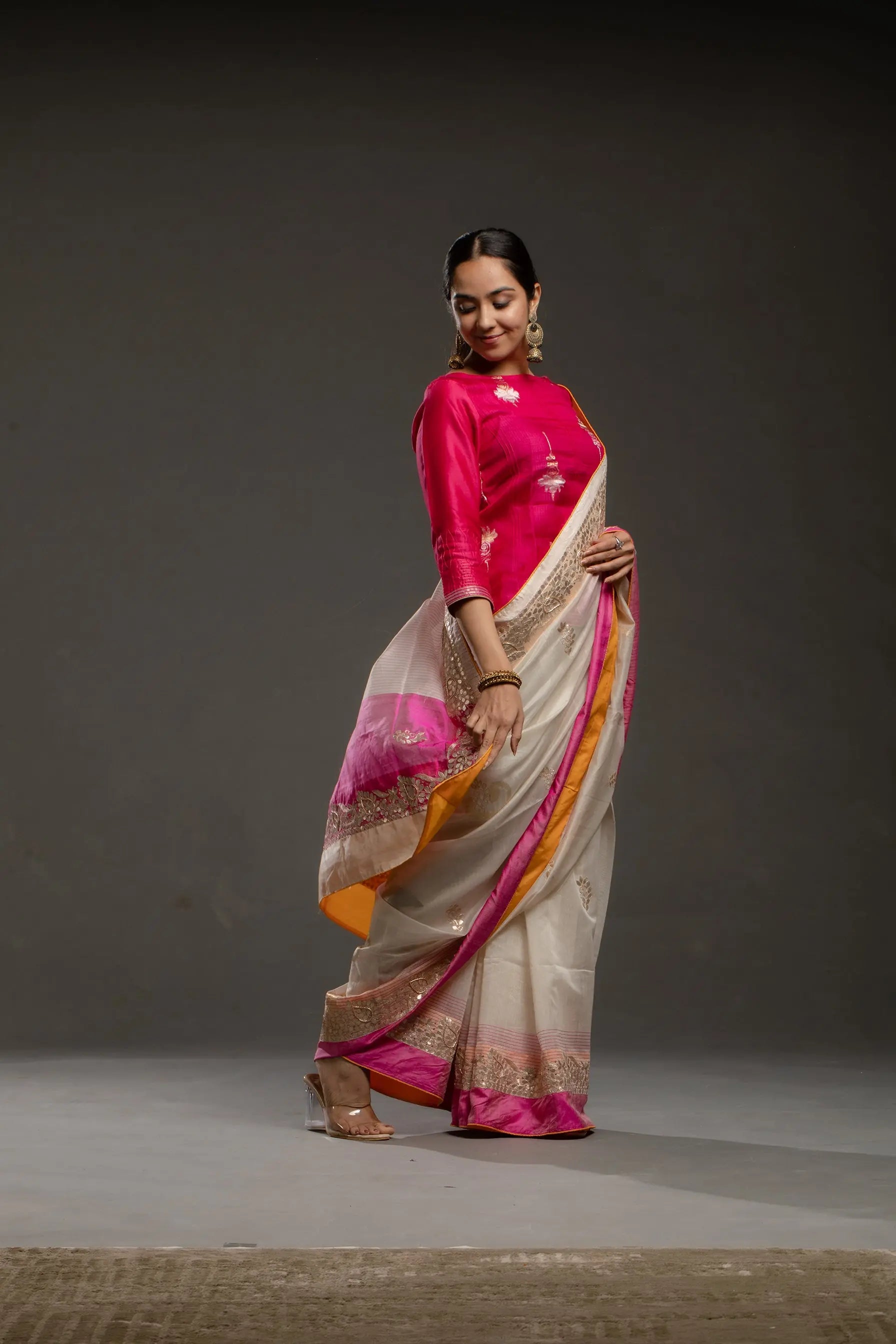 Gota patti Chanderi Formal Saree (VKSRJUN143) - VISHAL KAPUR