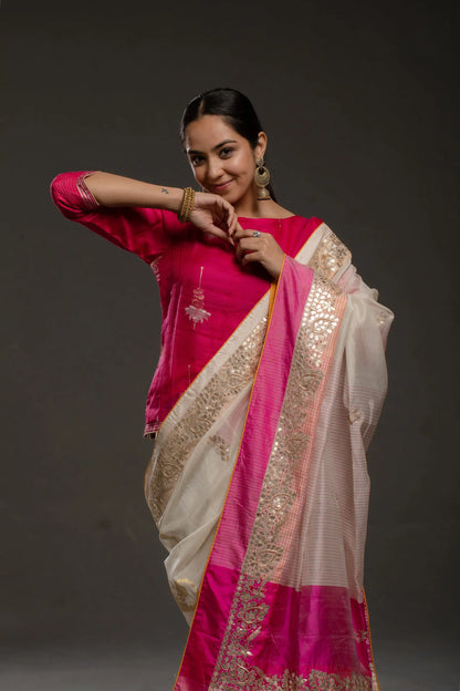 Gota patti Chanderi Formal Saree (VKSRJUN143) - VISHAL KAPUR