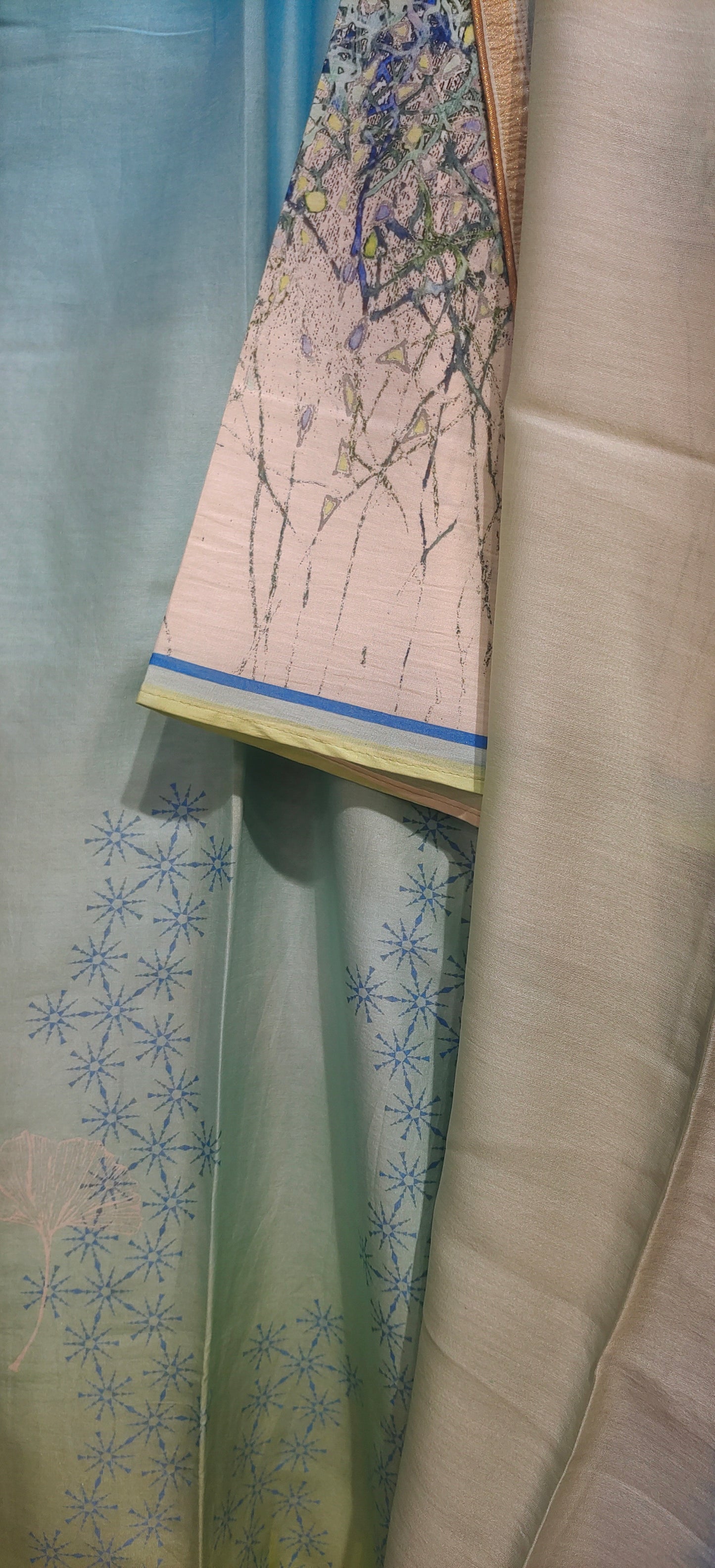 Semi Stitched Chanderi Casual Suitset