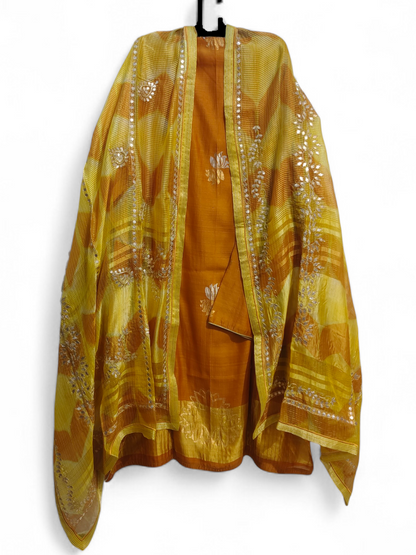 Semi Stitched Formal chanderi Suitset