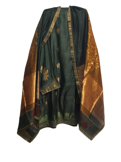 Semi Stitched Chanderi Formal Suitset