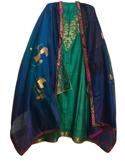 Semi Stitched Chanderi Formal Suitset