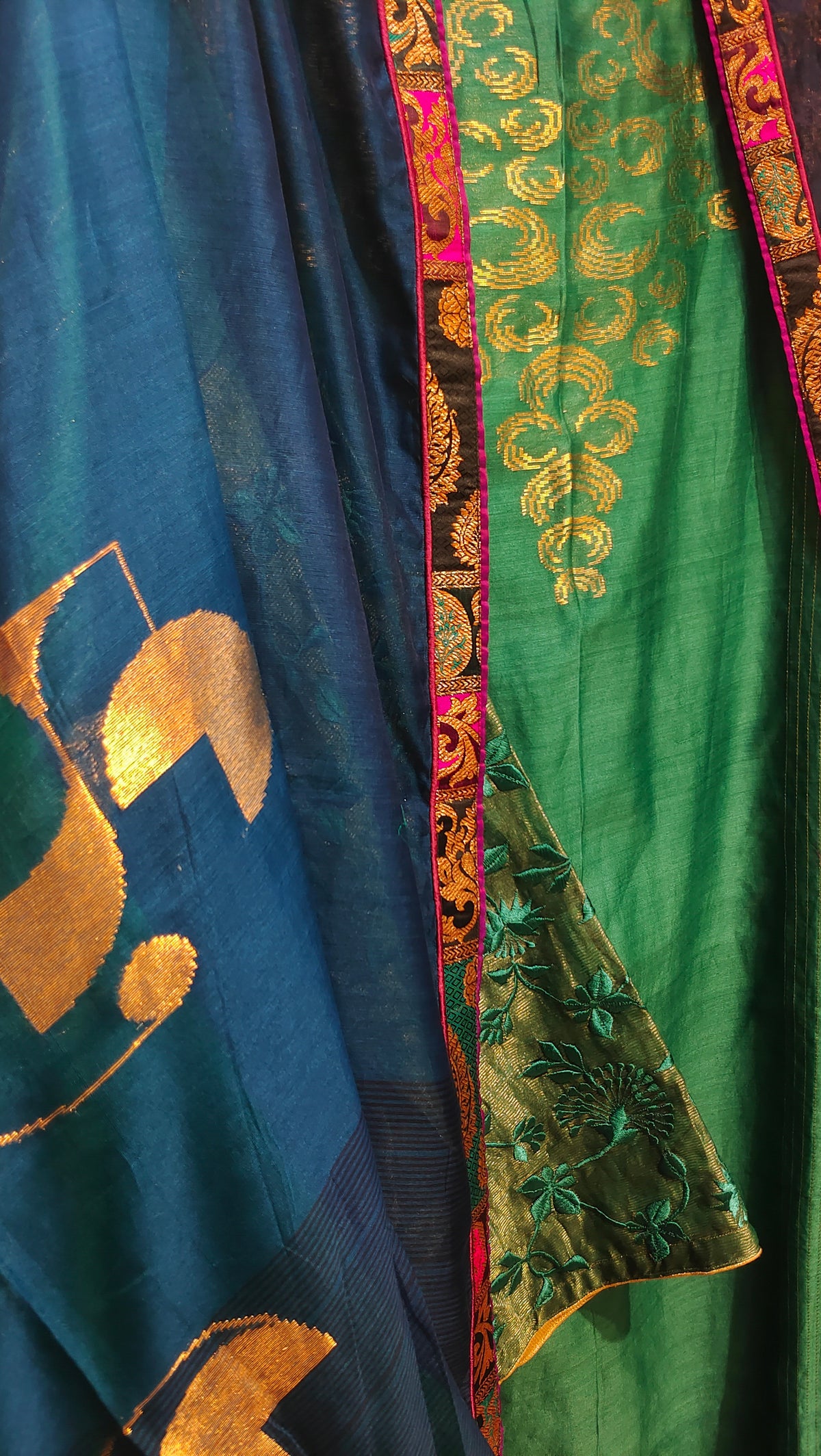 Semi Stitched Chanderi Formal Suitset