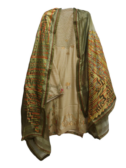 Semi Stitched Chanderi Formal Suitset