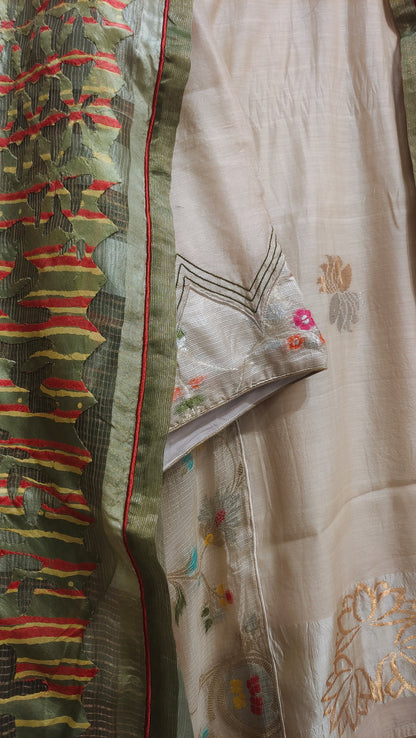 Semi Stitched Chanderi Formal Suitset