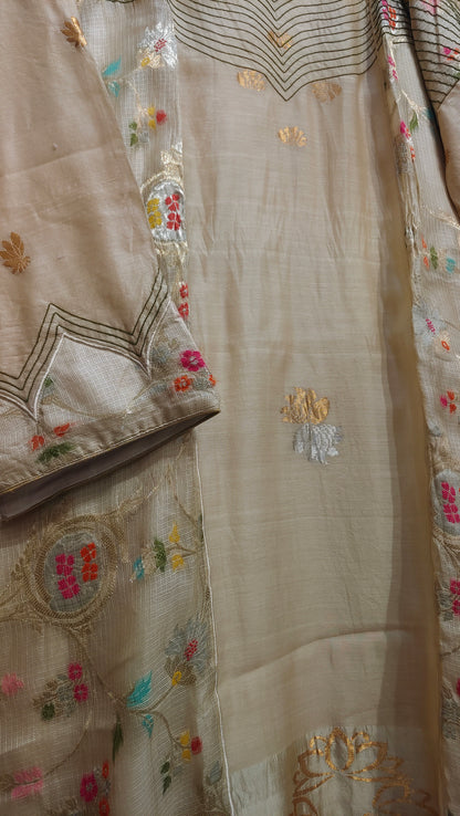 Semi Stitched Chanderi Formal Suitset