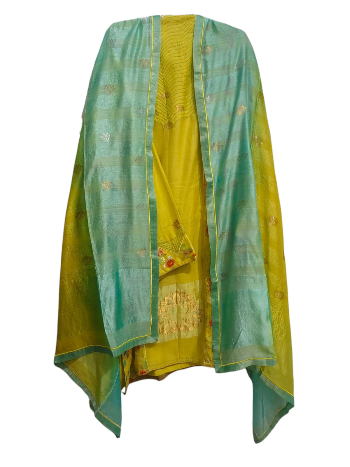 Semi Stitched Chanderi Formal Suitset