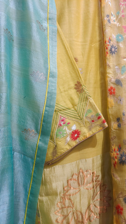 Semi Stitched Chanderi Formal Suitset