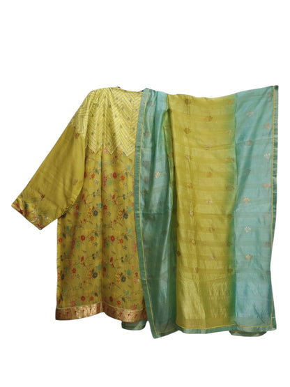 Semi Stitched Chanderi Formal Suitset