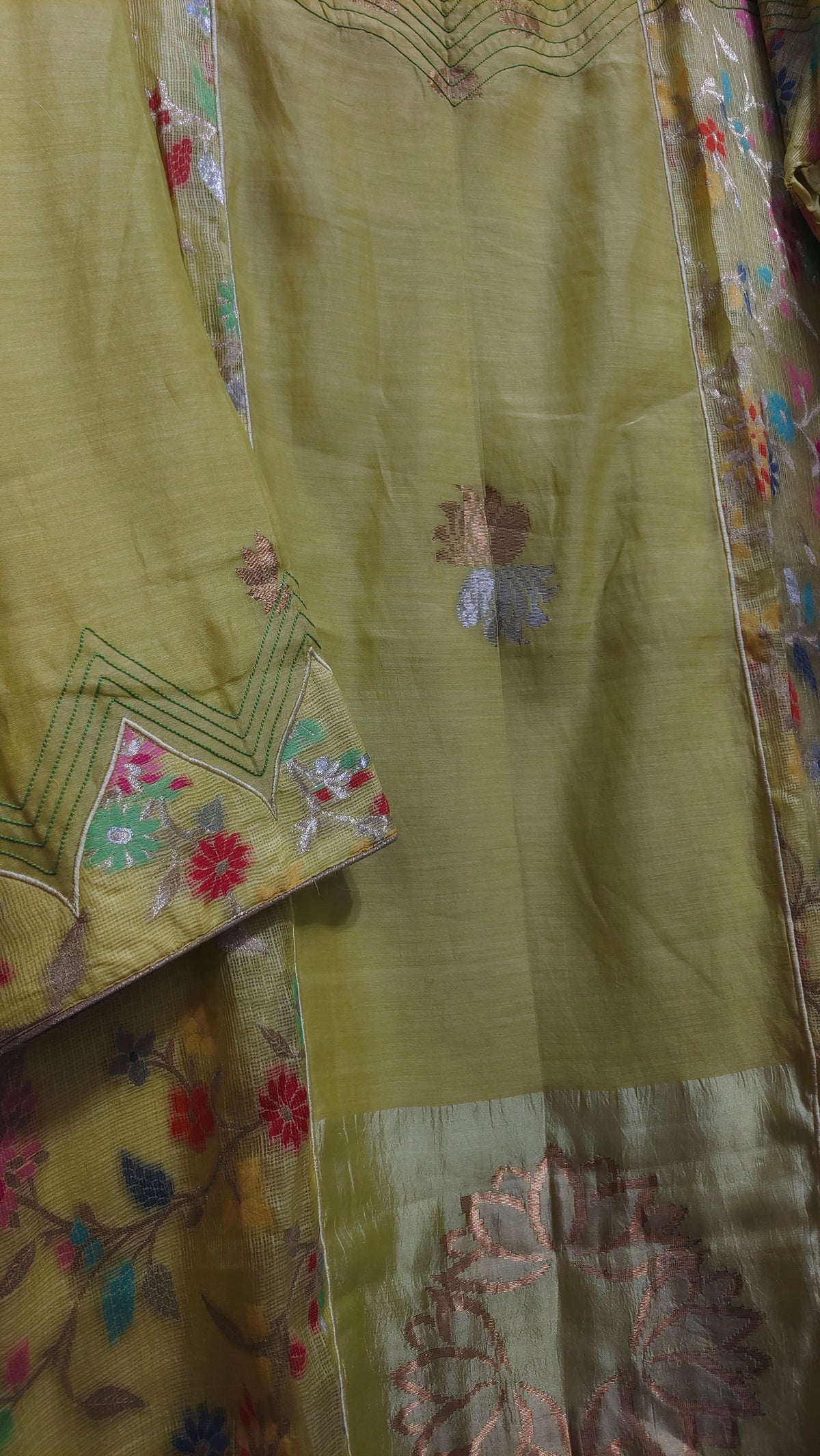 Semi Stitched Chanderi Formal Suitset