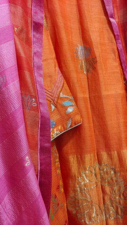 Semi Stitched Chanderi Formal Suitset