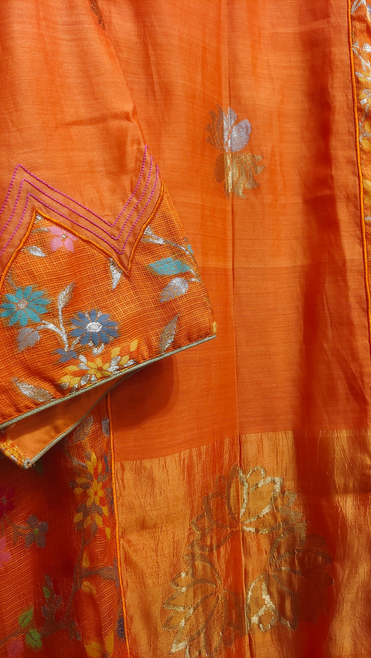 Semi Stitched Chanderi Formal Suitset