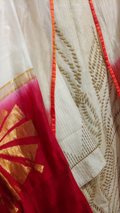 Semi Stitched Chanderi Formal Suitset