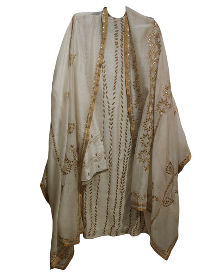 Semi Stitched Chanderi Formal Suitset