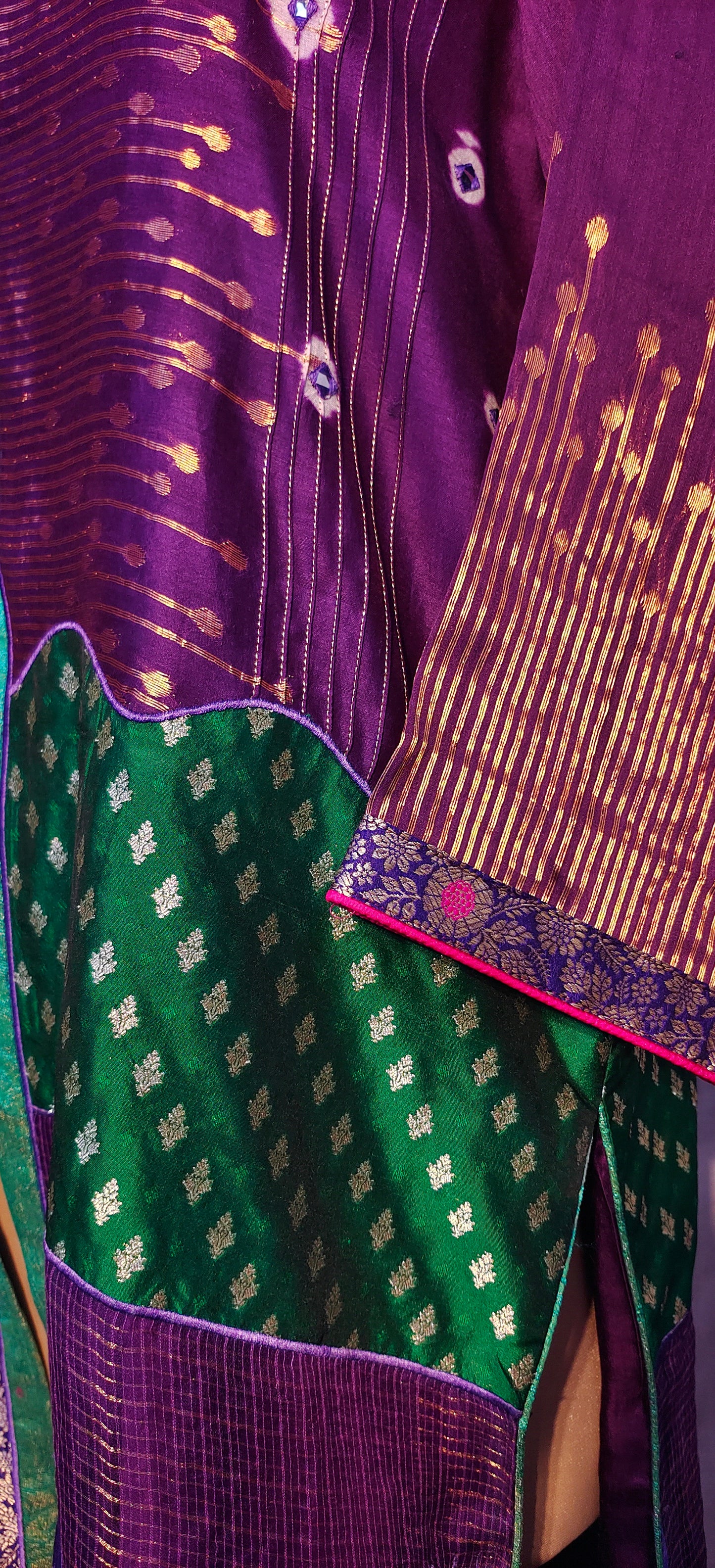 Stitched suit set with long formal jacket