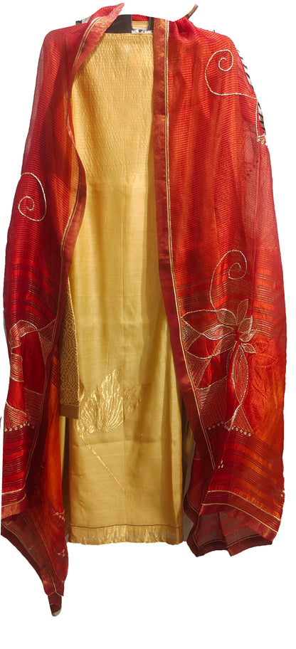 Semi Stitched Formal chanderi Suitset