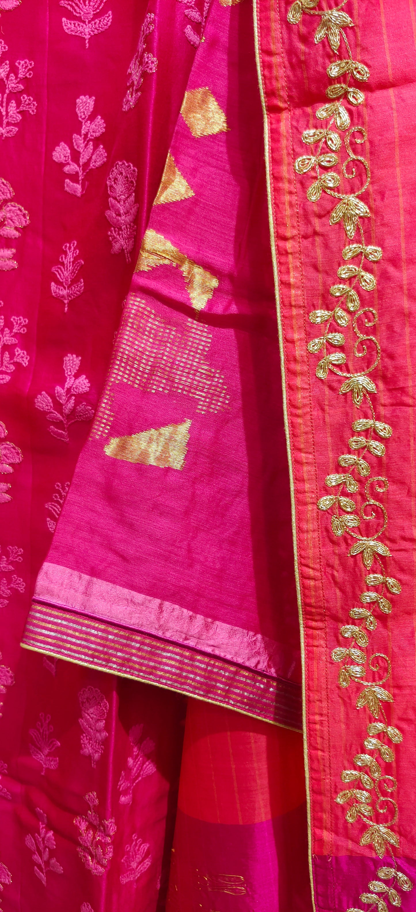 Semi Stitched Formal chanderi Suitset