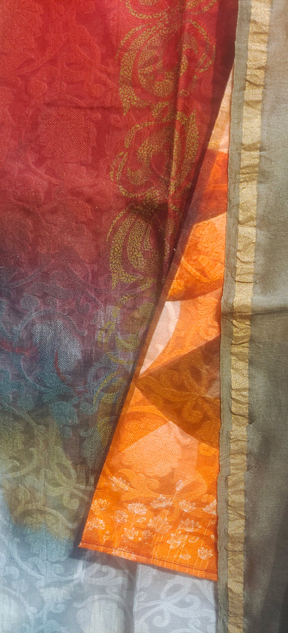 Semi Stitched Chanderi Casual Suitset