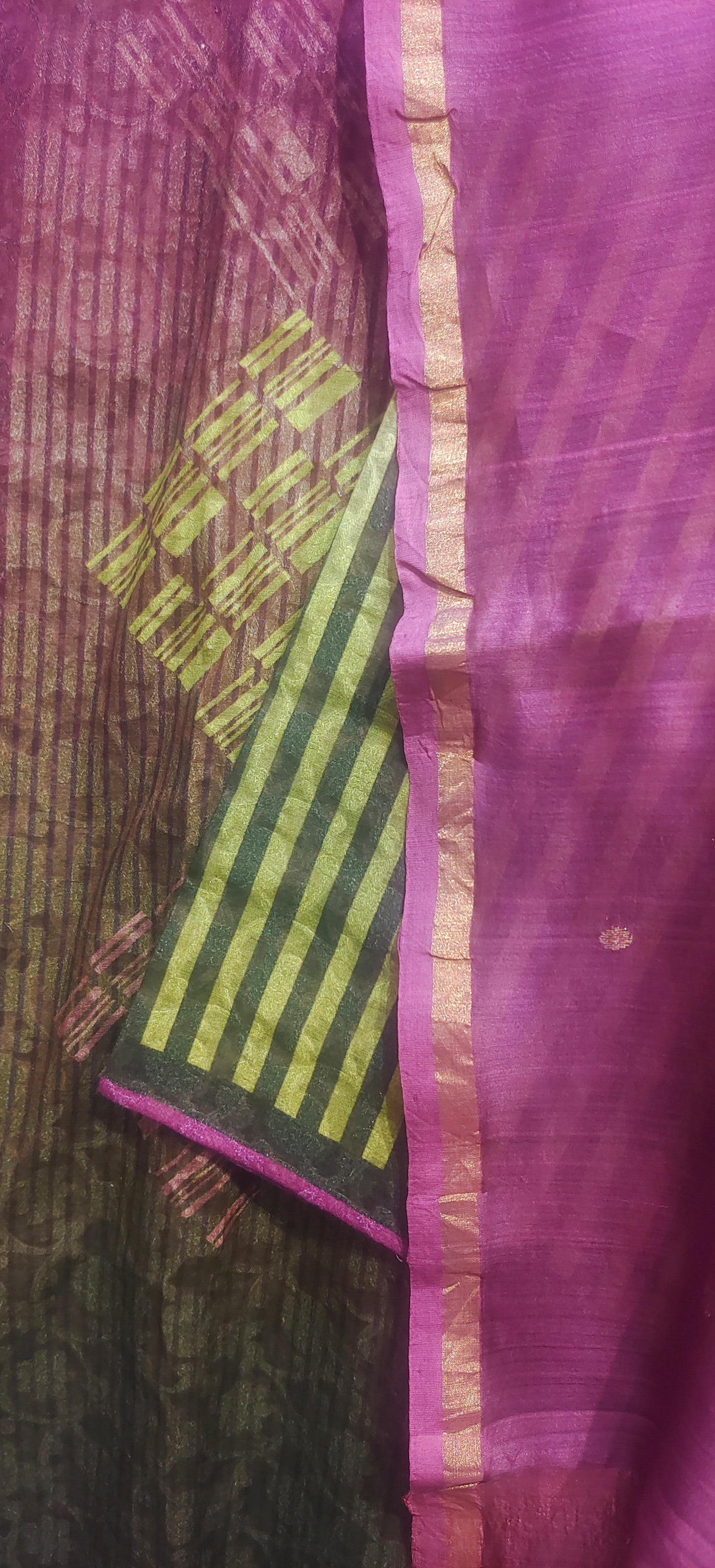 Semi Stitched Chanderi Casual Suitset