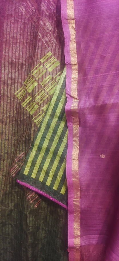 Semi Stitched Chanderi Casual Suitset