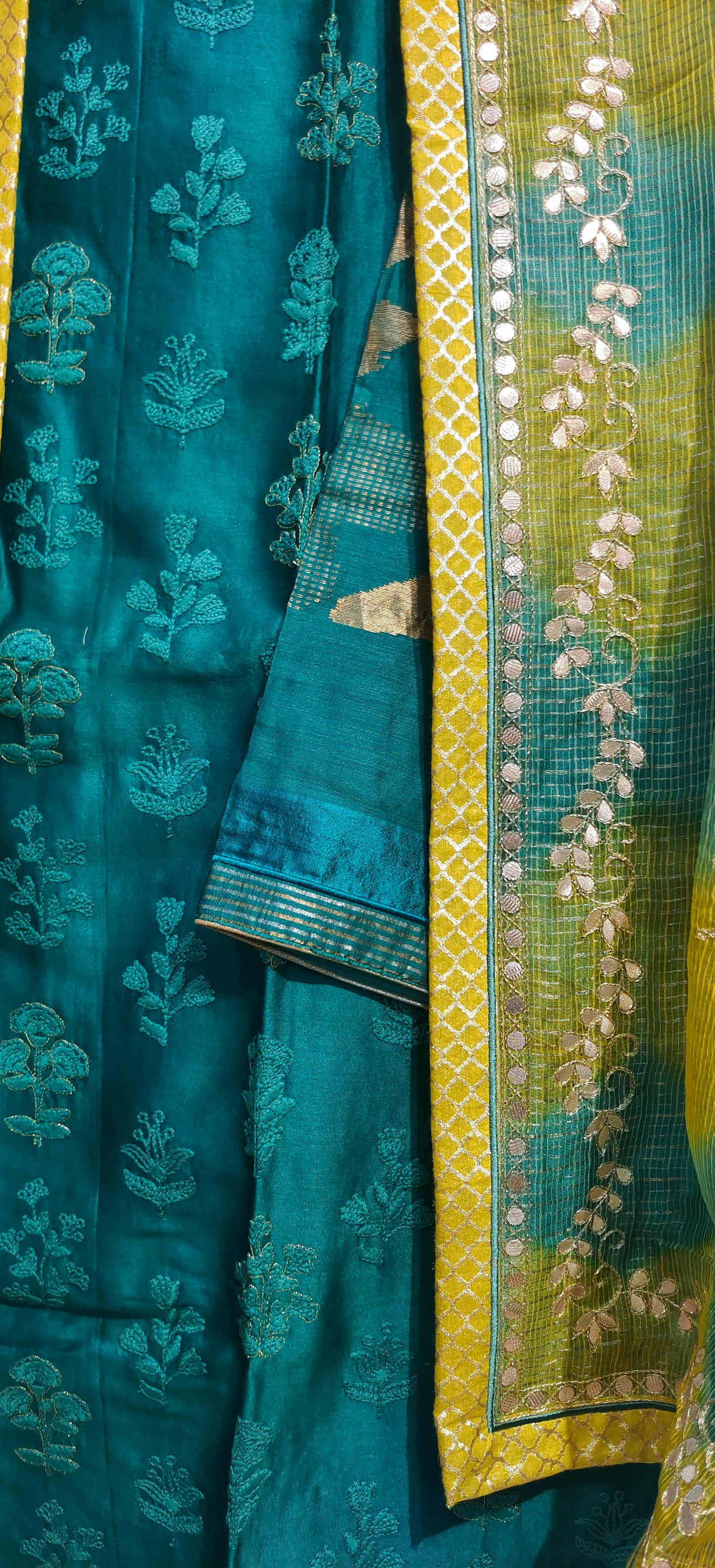 Semi Stitched Formal chanderi Suitset