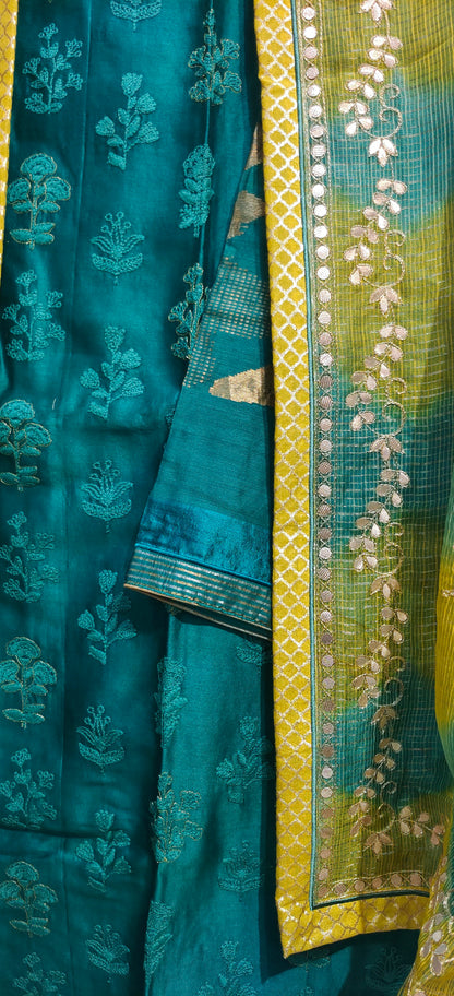 Semi Stitched Formal chanderi Suitset