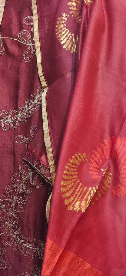 Semi Stitched Formal Chanderi Suitset