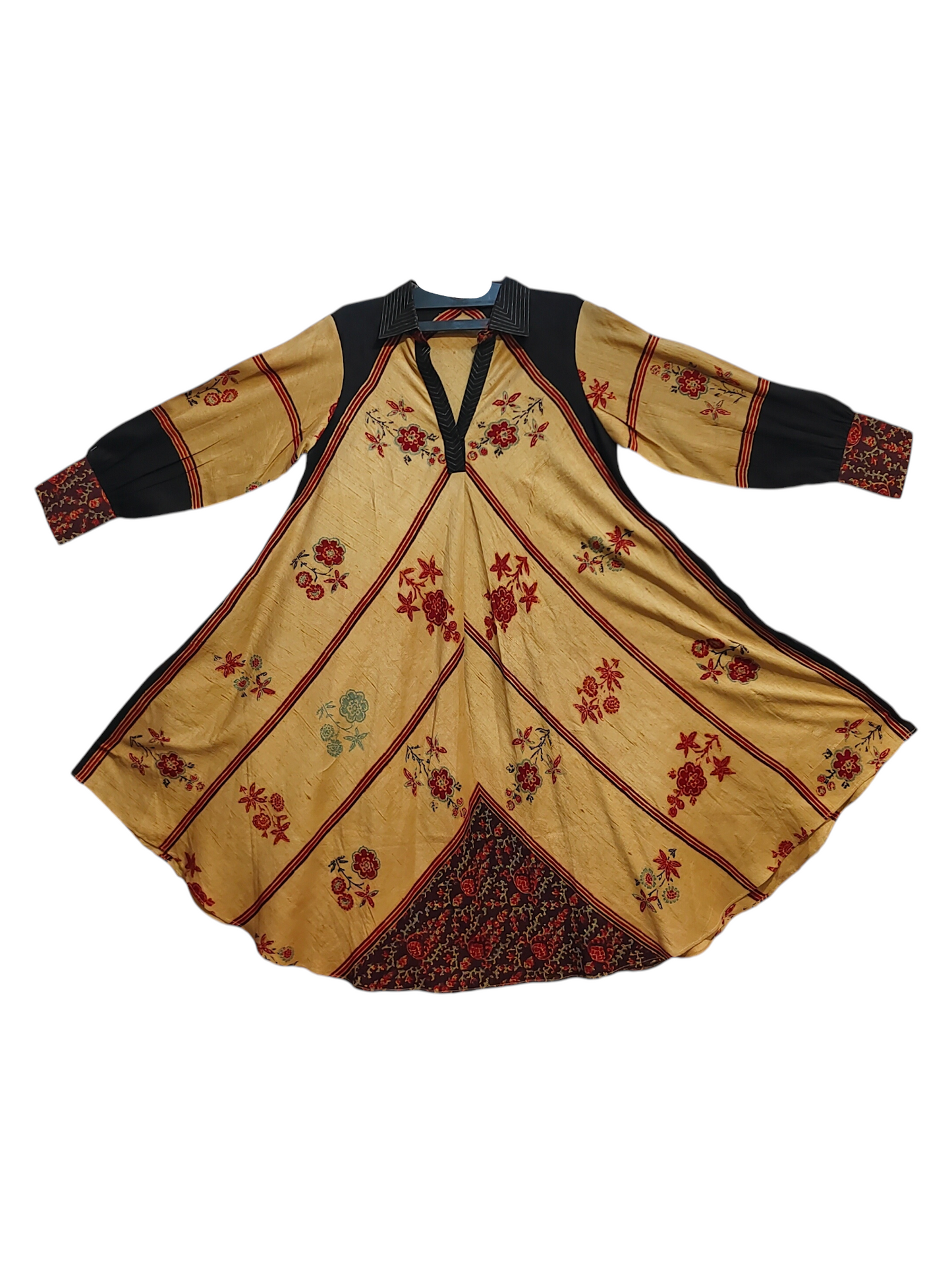 Stitched Ajrakh flared dress