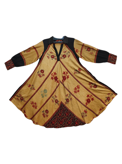 Stitched Ajrakh flared dress