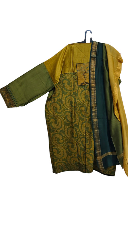 Semi Stitched Chanderi Formal Suitset