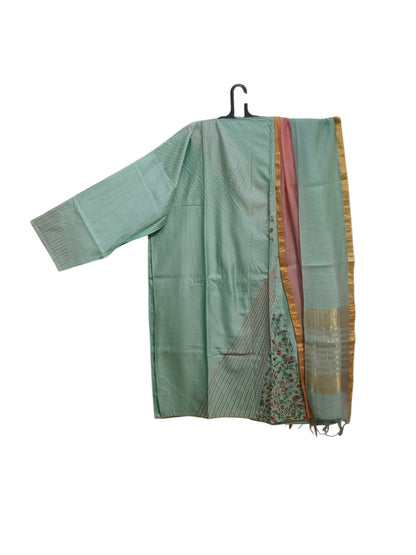 Semi Stitched Chanderi Formal Suitset
